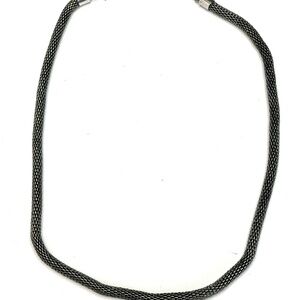 23” ADJUSTABLE DARK SILVER TONE HOLLOW SNAKE CHAIN FASHION NECKLACE
